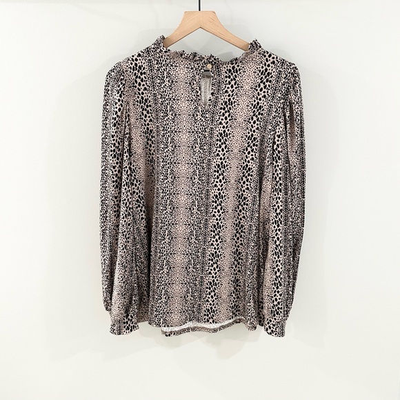 Jodifl Long Sleeve Animal Print Blouse Brown Size Medium - Picture 7 of 7